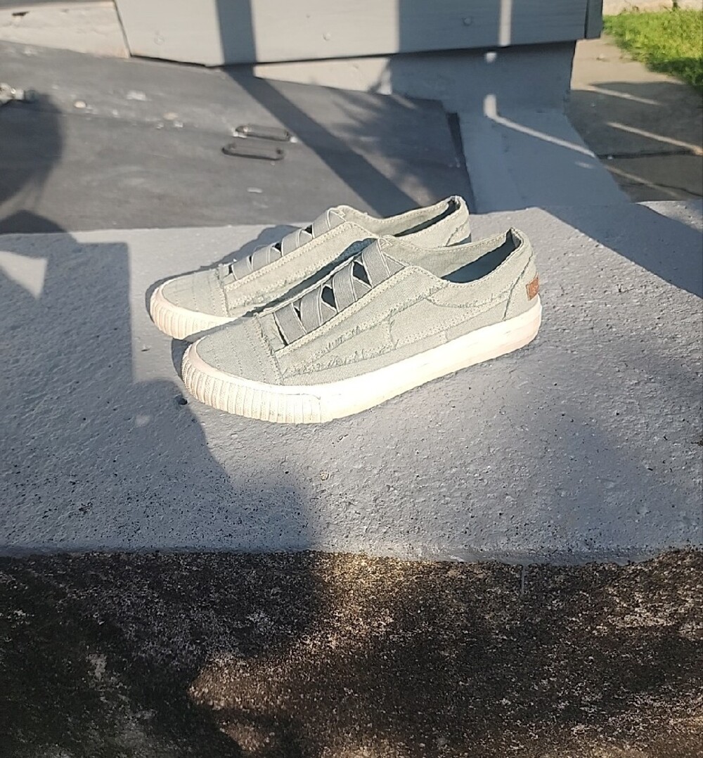 Blowfish Pale Greenish Gray Slip-On Canvas Sneakers with Elastic Straps - Picture 12 of 12